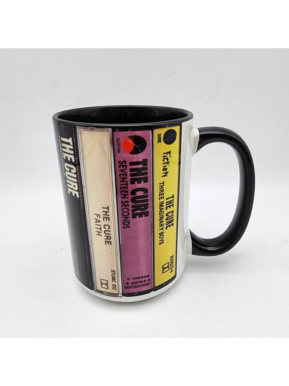 The Cure Coffee Mug Albums Cassette Collection Retro Graphics Handle 15 Oz